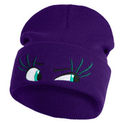 Inside Emotions Disgust Embroidered 12" Long Knitted Beanie - Purple OSFM