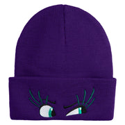 Inside Emotions Disgust Embroidered 12" Long Knitted Beanie - Purple OSFM