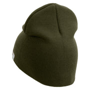 U.S. Army 4th Infantry Division Symbol Embroidered 8 Inch Solid Knit Short Beanie Made in USA - Olive OSFM