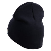 U.S. Army 4th Infantry Division Symbol Embroidered 8 Inch Solid Knit Short Beanie Made in USA - Navy OSFM