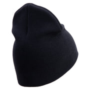 U.S. Army 4th Infantry Division Symbol Embroidered 8 Inch Solid Knit Short Beanie Made in USA - Navy OSFM