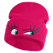 Inside Emotions Disgust Embroidered 12" Long Knitted Beanie - Magenta OSFM