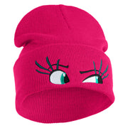 Inside Emotions Disgust Embroidered 12" Long Knitted Beanie - Magenta OSFM