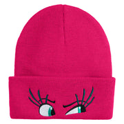 Inside Emotions Disgust Embroidered 12" Long Knitted Beanie - Magenta OSFM