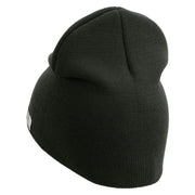 U.S. Army 4th Infantry Division Symbol Embroidered 8 Inch Solid Knit Short Beanie Made in USA - Graphite OSFM