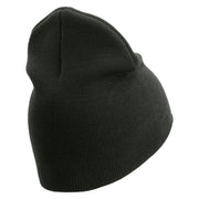 U.S. Army 4th Infantry Division Symbol Embroidered 8 Inch Solid Knit Short Beanie Made in USA - Graphite OSFM