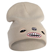 Fugly Doll Face Logo Embroidered 12" Long Knitted Beanie - Birch OSFM
