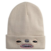 Fugly Doll Face Logo Embroidered 12" Long Knitted Beanie - Birch OSFM