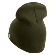 U.S. Army 5th Infantry Division Symbol Embroidered 8 Inch Solid Knit Short Beanie Made in USA - Olive OSFM
