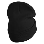 Fugly Doll Face Logo Embroidered 12" Long Knitted Beanie - Black OSFM