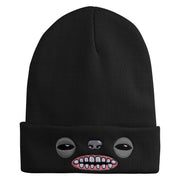 Fugly Doll Face Logo Embroidered 12" Long Knitted Beanie - Black OSFM