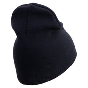 U.S. Army 5th Infantry Division Symbol Embroidered 8 Inch Solid Knit Short Beanie Made in USA - Navy OSFM