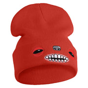Fugly Doll Face Logo Embroidered 12" Long Knitted Beanie - Rust OSFM