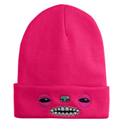 Fugly Doll Face Logo Embroidered 12" Long Knitted Beanie - Magenta OSFM