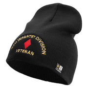 U.S. Army 5th Infantry Division Symbol Embroidered 8 Inch Solid Knit Short Beanie Made in USA - Black OSFM