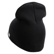 U.S. Army 5th Infantry Division Symbol Embroidered 8 Inch Solid Knit Short Beanie Made in USA - Black OSFM