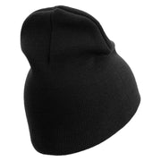 U.S. Army 5th Infantry Division Symbol Embroidered 8 Inch Solid Knit Short Beanie Made in USA - Black OSFM