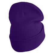 Fugly Doll Face Logo Embroidered 12" Long Knitted Beanie - Purple OSFM