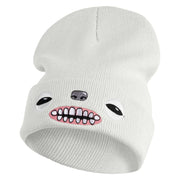 Fugly Doll Face Logo Embroidered 12" Long Knitted Beanie - White OSFM