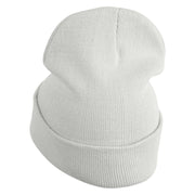 Fugly Doll Face Logo Embroidered 12" Long Knitted Beanie - White OSFM