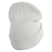 Fugly Doll Face Logo Embroidered 12" Long Knitted Beanie - White OSFM
