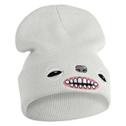 Fugly Doll Face Logo Embroidered 12" Long Knitted Beanie - White OSFM