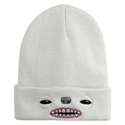 Fugly Doll Face Logo Embroidered 12" Long Knitted Beanie - White OSFM