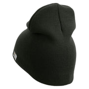 U.S. Army 7th Infantry Division Symbol Embroidered 8 Inch Solid Knit Short Beanie Made in USA - Graphite OSFM