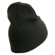 U.S. Army 7th Infantry Division Symbol Embroidered 8 Inch Solid Knit Short Beanie Made in USA - Graphite OSFM