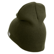U.S. Army 7th Infantry Division Symbol Embroidered 8 Inch Solid Knit Short Beanie Made in USA - Olive OSFM