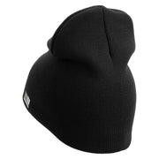 U.S. Army 7th Infantry Division Symbol Embroidered 8 Inch Solid Knit Short Beanie Made in USA - Black OSFM