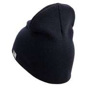 U.S. Army 8th Infantry Division Symbol Embroidered 8 Inch Solid Knit Short Beanie Made in USA - Navy OSFM