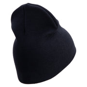 U.S. Army 8th Infantry Division Symbol Embroidered 8 Inch Solid Knit Short Beanie Made in USA - Navy OSFM