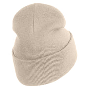 Jurassic Dinosaur Logo Embroidered 12" Long Knitted Beanie - Birch OSFM