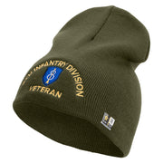 U.S. Army 8th Infantry Division Symbol Embroidered 8 Inch Solid Knit Short Beanie Made in USA - Olive OSFM