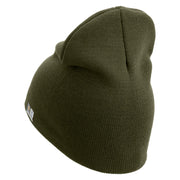 U.S. Army 8th Infantry Division Symbol Embroidered 8 Inch Solid Knit Short Beanie Made in USA - Olive OSFM