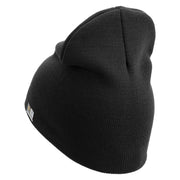 U.S. Army 8th Infantry Division Symbol Embroidered 8 Inch Solid Knit Short Beanie Made in USA - Black OSFM