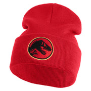 Jurassic Dinosaur Logo Embroidered 12" Long Knitted Beanie - Red OSFM