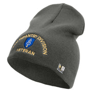 U.S. Army 8th Infantry Division Symbol Embroidered 8 Inch Solid Knit Short Beanie Made in USA - Charcoal OSFM