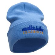 Illinois Skyline Embroidered 12 Inch Long Knitted Beanie