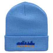 Illinois Skyline Embroidered 12 Inch Long Knitted Beanie