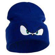 Blue Hedgehog Eyes Logo Embroidered 12" Long Knitted Beanie - Royal OSFM