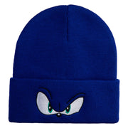 Blue Hedgehog Eyes Logo Embroidered 12" Long Knitted Beanie - Royal OSFM