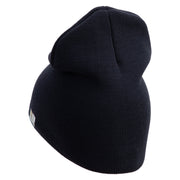 U.S. Army 9th Infantry Division Symbol Embroidered 8 Inch Solid Knit Short Beanie Made in USA - Navy OSFM