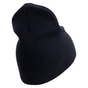 U.S. Army 9th Infantry Division Symbol Embroidered 8 Inch Solid Knit Short Beanie Made in USA - Navy OSFM