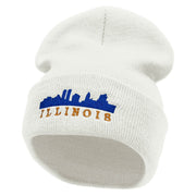 Illinois Skyline Embroidered 12 Inch Long Knitted Beanie