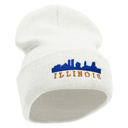 Illinois Skyline Embroidered 12 Inch Long Knitted Beanie