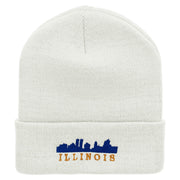 Illinois Skyline Embroidered 12 Inch Long Knitted Beanie