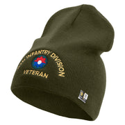 U.S. Army 9th Infantry Division Symbol Embroidered 8 Inch Solid Knit Short Beanie Made in USA - Olive OSFM