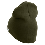 U.S. Army 9th Infantry Division Symbol Embroidered 8 Inch Solid Knit Short Beanie Made in USA - Olive OSFM